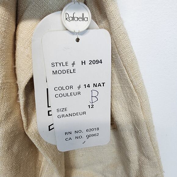 Vtg Rafaella Slub Woven Blazer Jacket Size 12 Cream 100% Silk Neutral Coastal - Picture 8 of 11